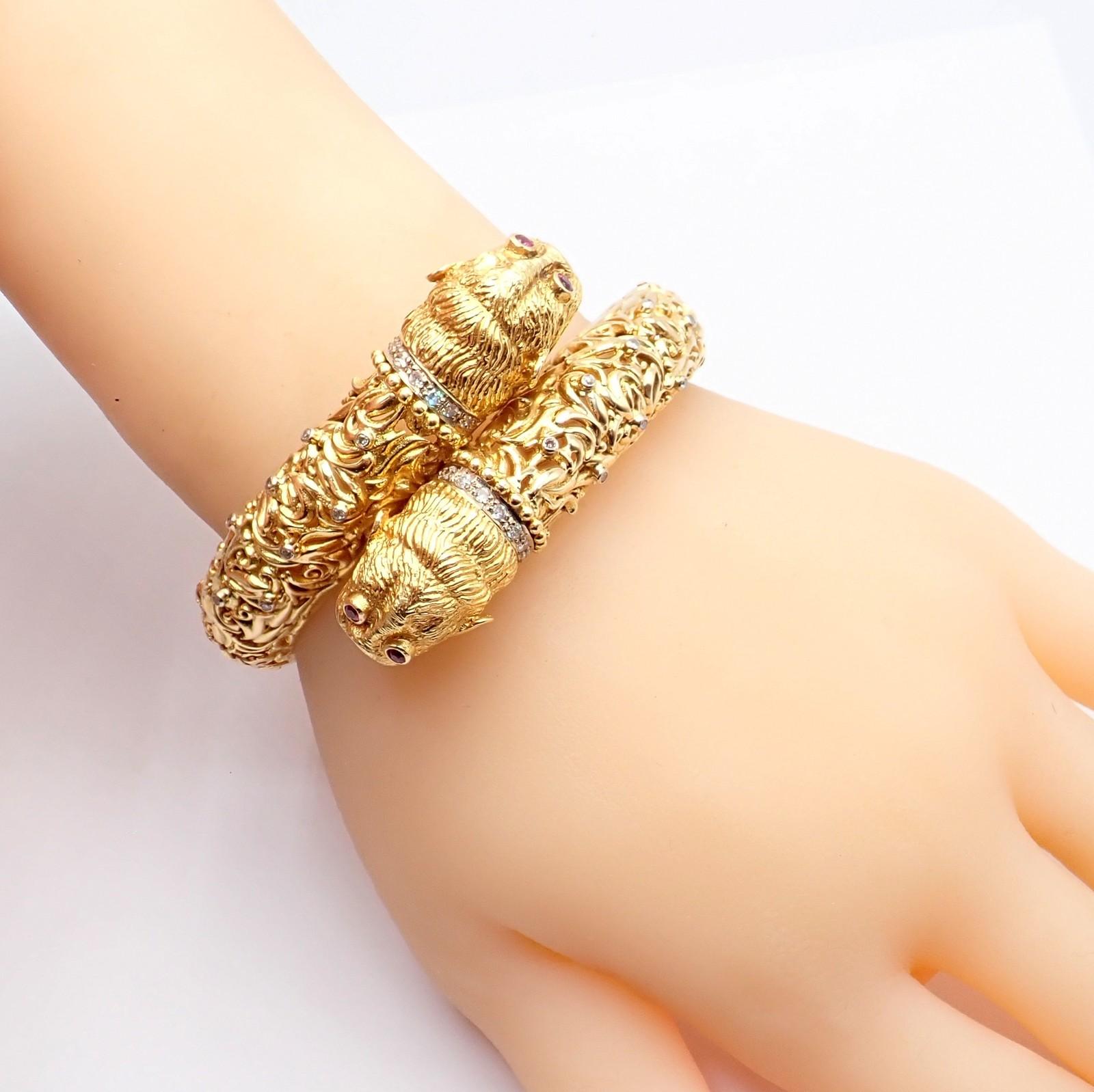 Ilias Lalaounis Doppel-Chimäre Diamant-Rubin-Gelbgold-Armspange im Angebot 10