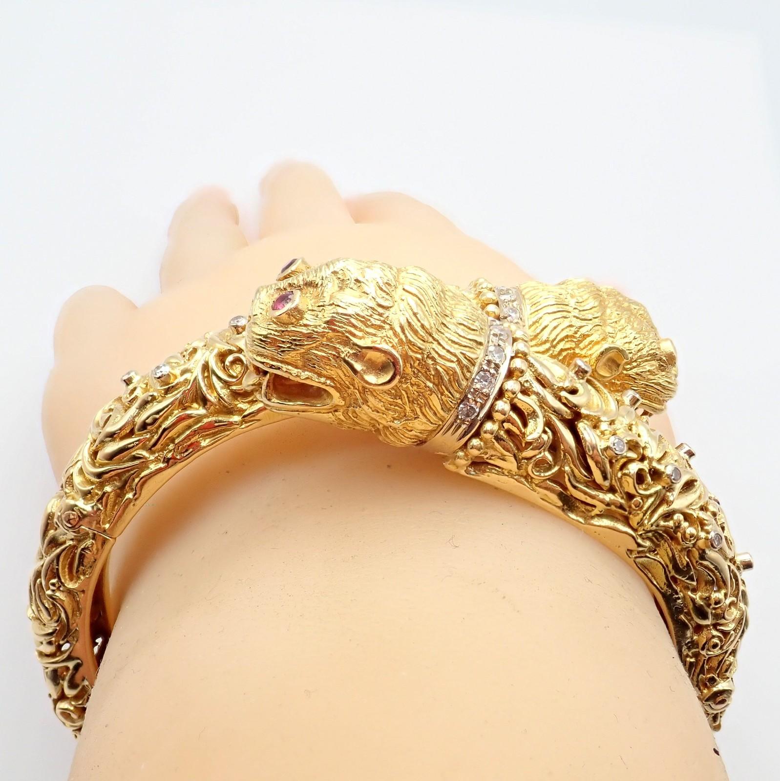 Ilias Lalaounis Doppel-Chimäre Diamant-Rubin-Gelbgold-Armspange im Angebot 11