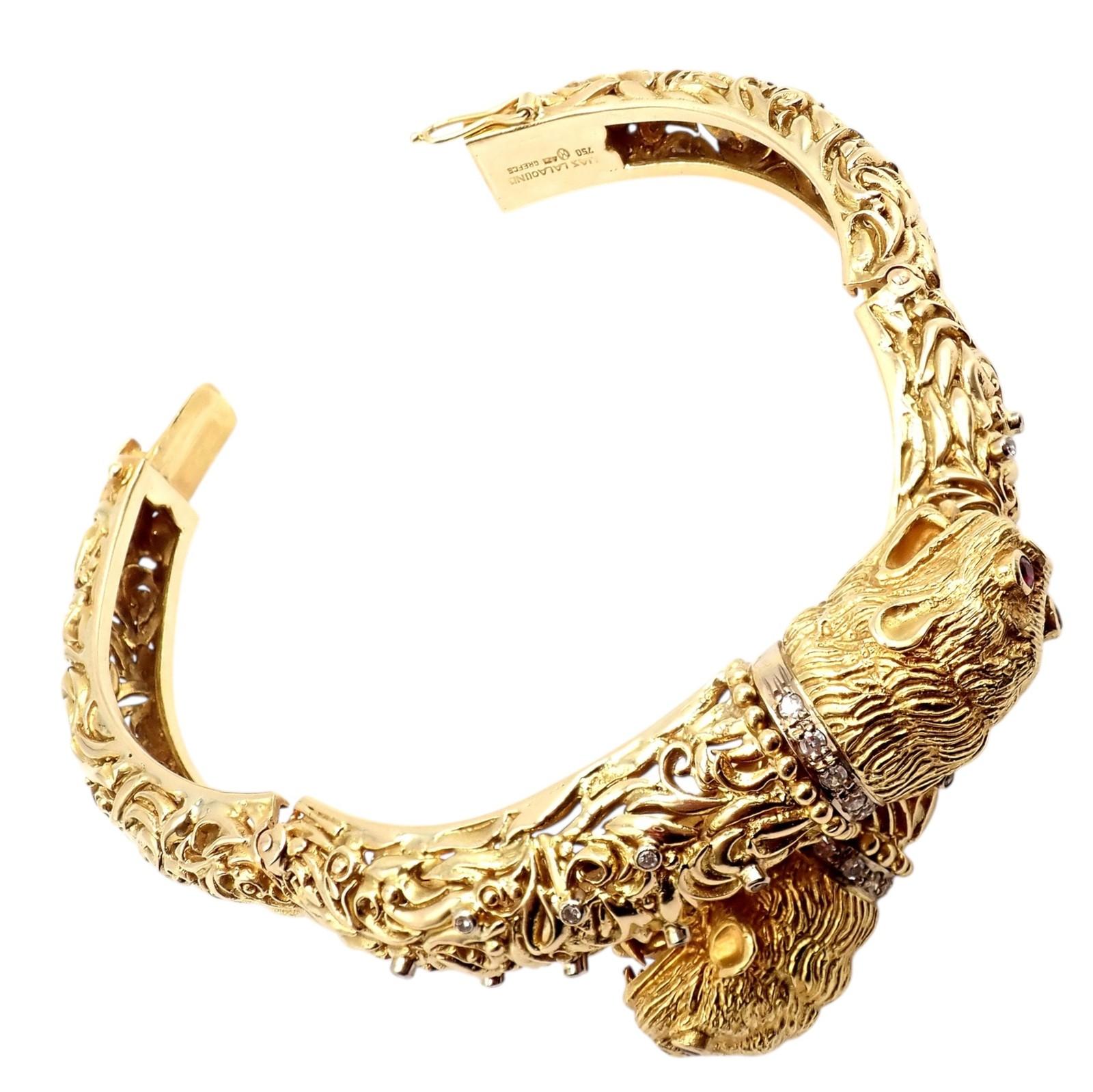 Ilias Lalaounis Doppel-Chimäre Diamant-Rubin-Gelbgold-Armspange im Angebot 2