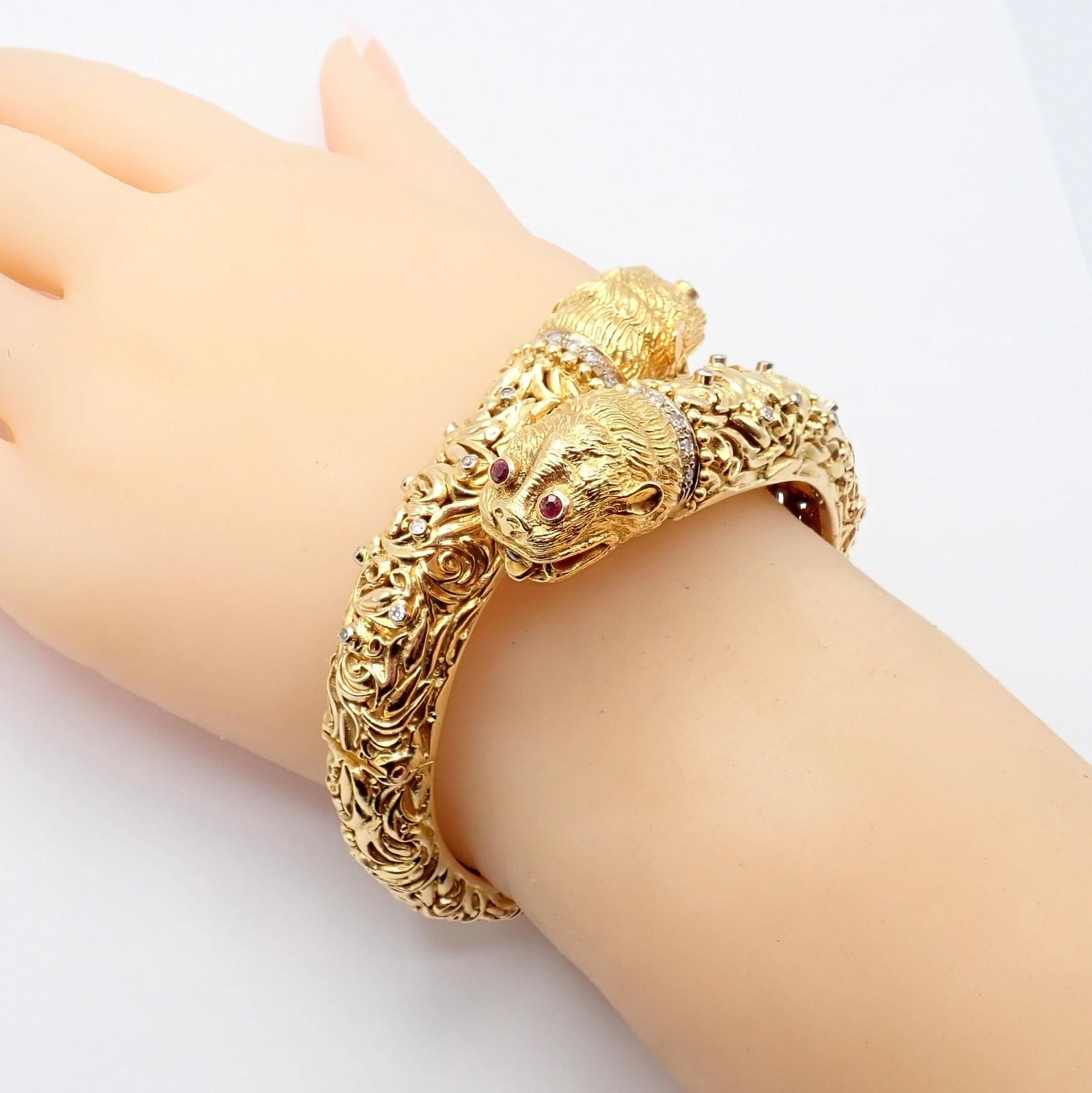 Ilias Lalaounis Doppel-Chimäre Diamant-Rubin-Gelbgold-Armspange im Angebot 3