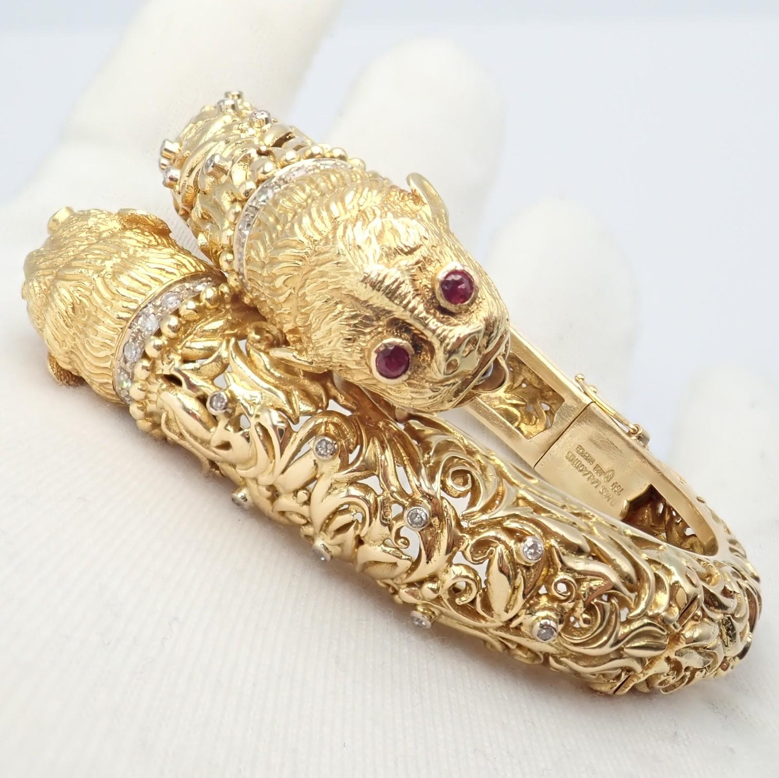 Ilias Lalaounis Doppel-Chimäre Diamant-Rubin-Gelbgold-Armspange im Angebot 4