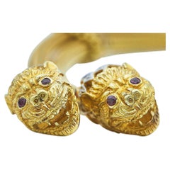 Ilias Lalaounis Double Lion Head Diamond Bolo Lariat Necklace in 18 Karat YG