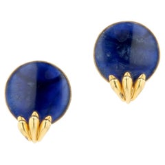 Ilias Lalaounis Dramatic 18k Gold Sodalite Swan Earrings