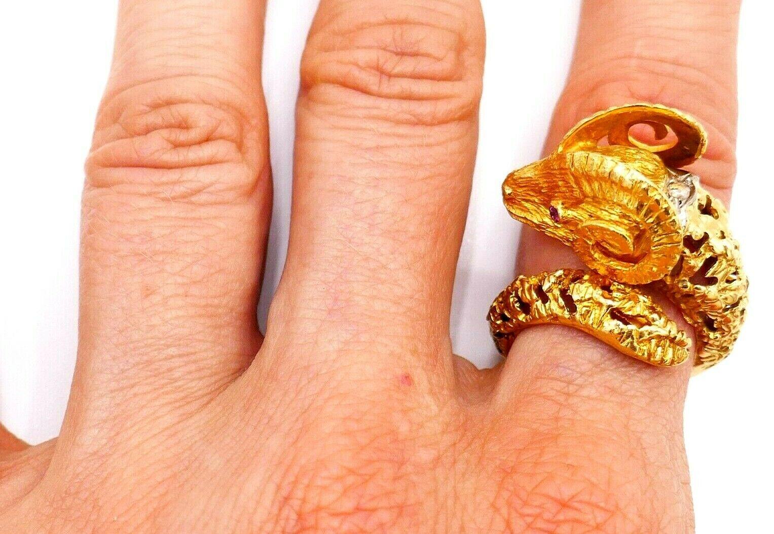 Ilias Lalaounis Filigree Yellow Gold Aries Astrological Ram Bypass Ring 2