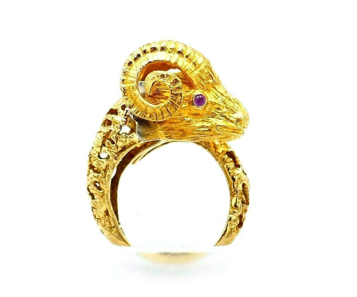Rose Cut Ilias Lalaounis Filigree Yellow Gold Aries Astrological Ram Bypass Ring