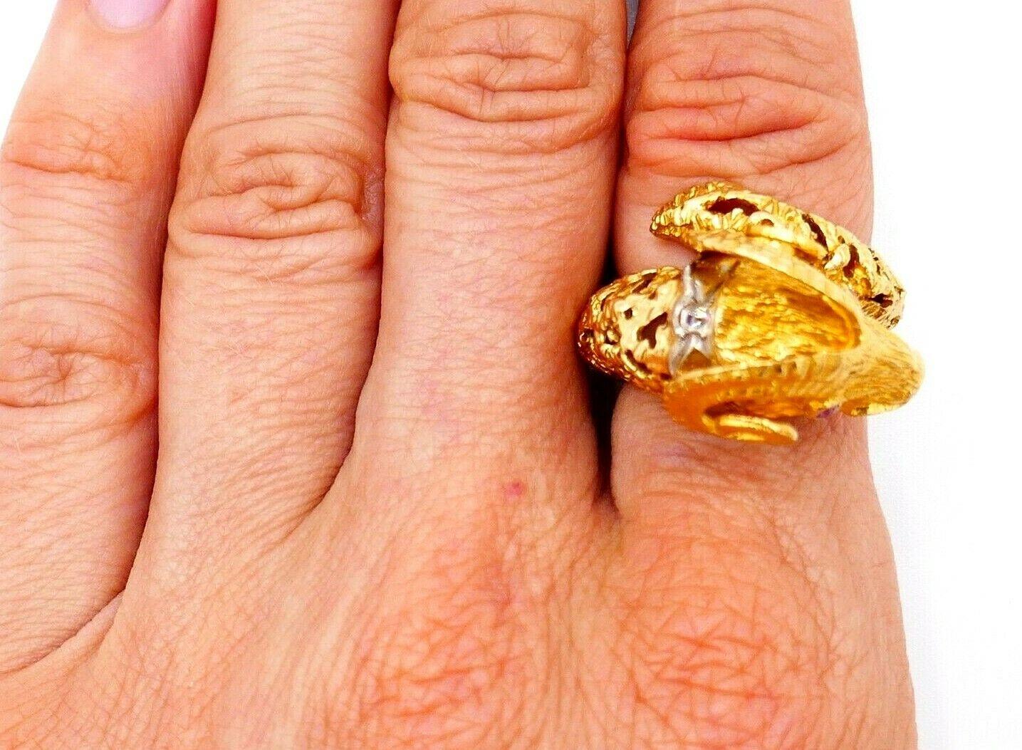 Ilias Lalaounis Filigree Yellow Gold Aries Astrological Ram Bypass Ring 1