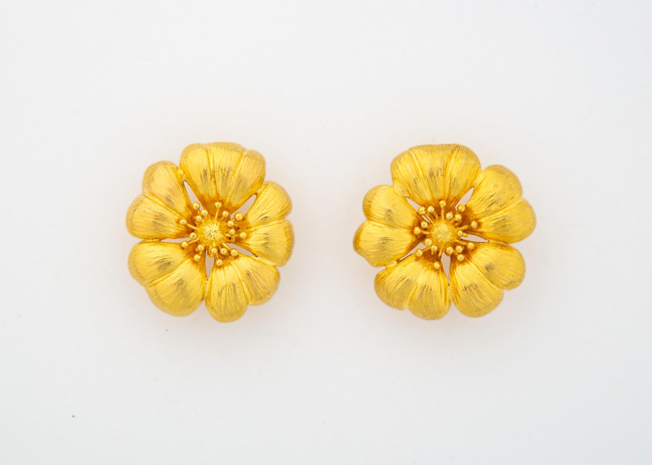 Ilias Lalaounis Goldohrringe mit Blumenmotiv (Zeitgenössisch)