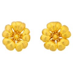 Ilias Lalaounis Floral Motif Gold Earrings