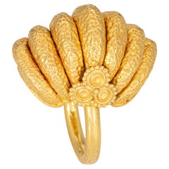 Ilias Lalaounis Fluted Dome Ring Sz 6 Vintage 18k Gold Large Cocktail Jewelry