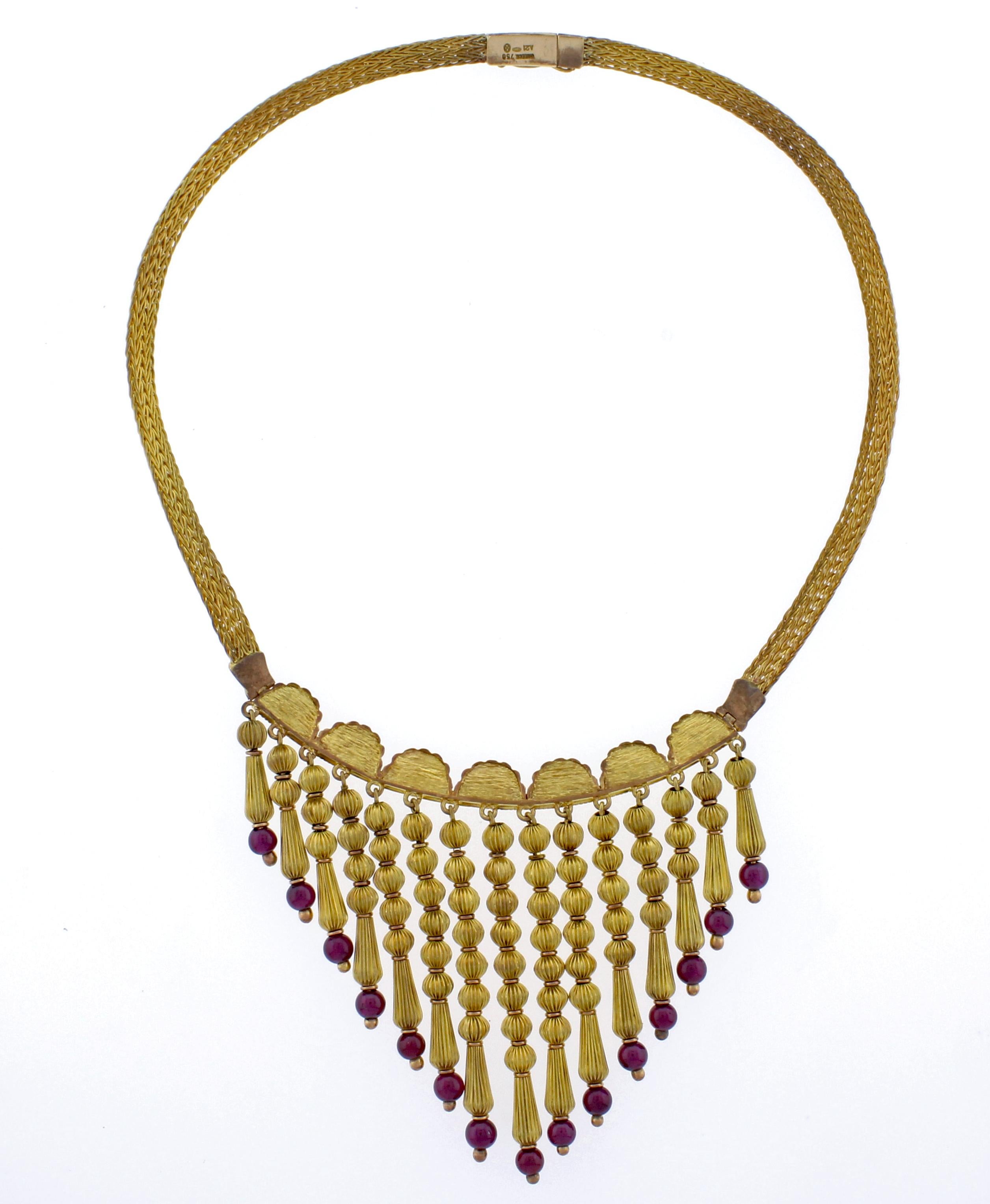 Ilias Lalaounis Garnet Tassel Necklace In Excellent Condition In Bethesda, MD