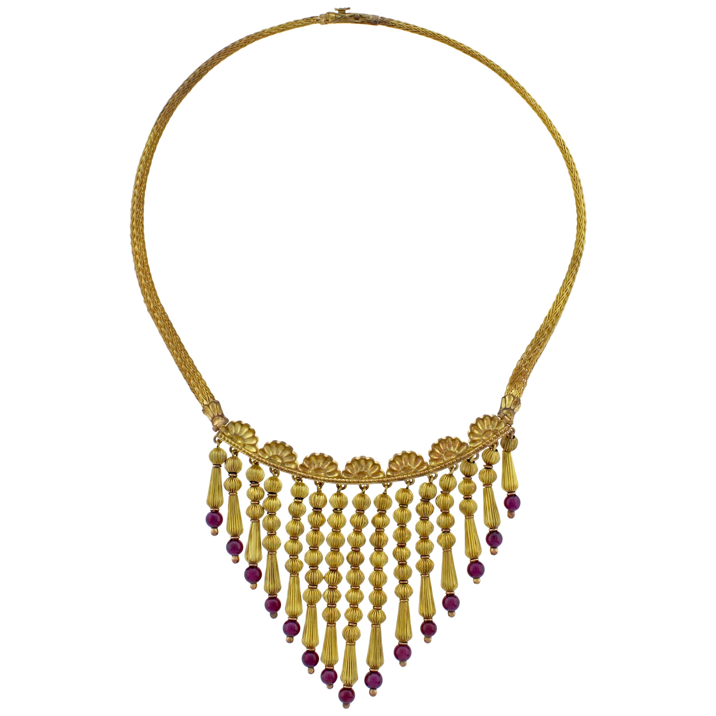 Ilias Lalaounis Garnet Tassel Necklace