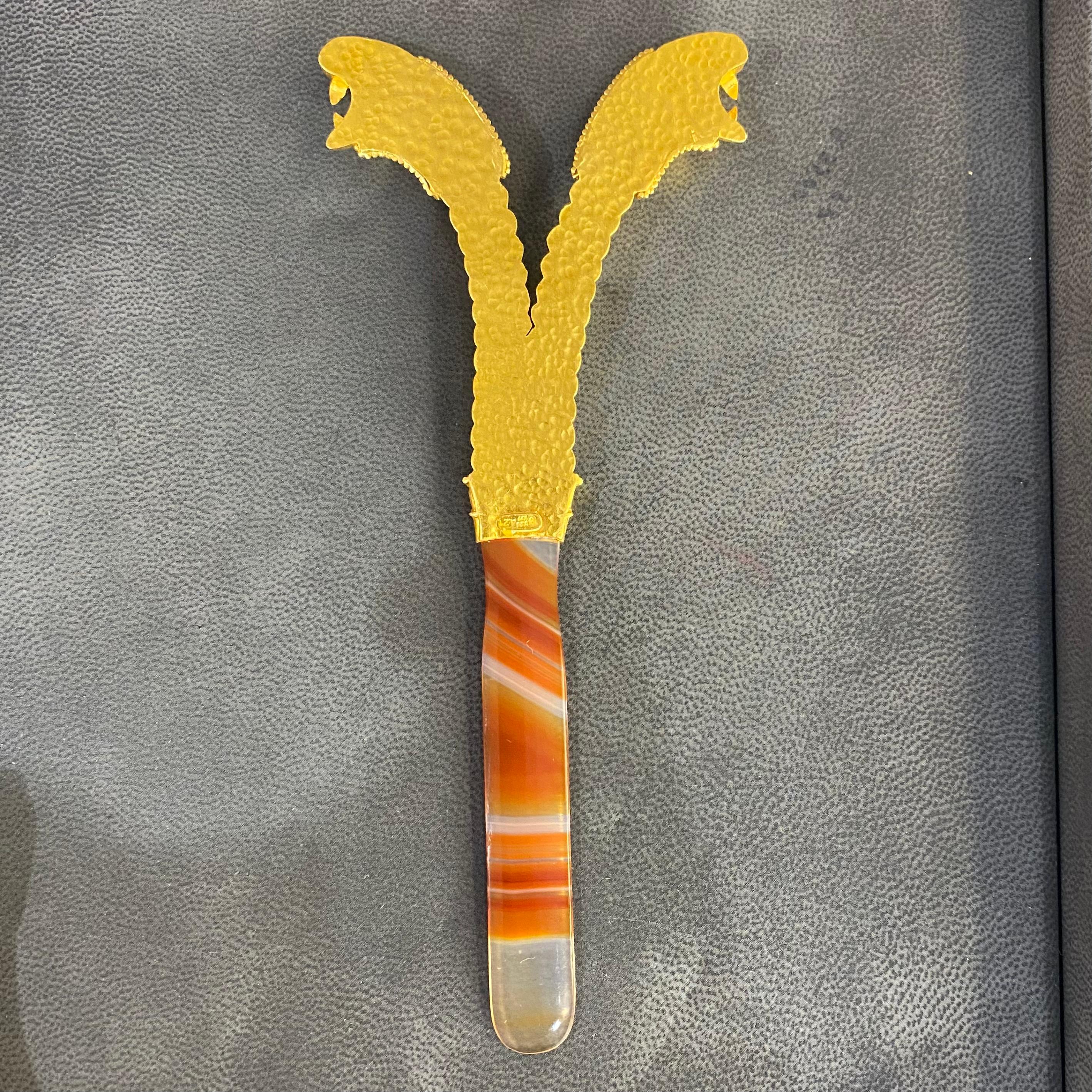 Women's or Men's Ilias Lalaounis Gold and Agate Letter Opener