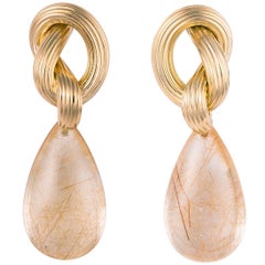 Pendants d'oreilles en or et quartz rutile Ilias Lalaounis