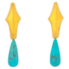 Ilias Lalaounis Gold and Turquoise Drop Earrings