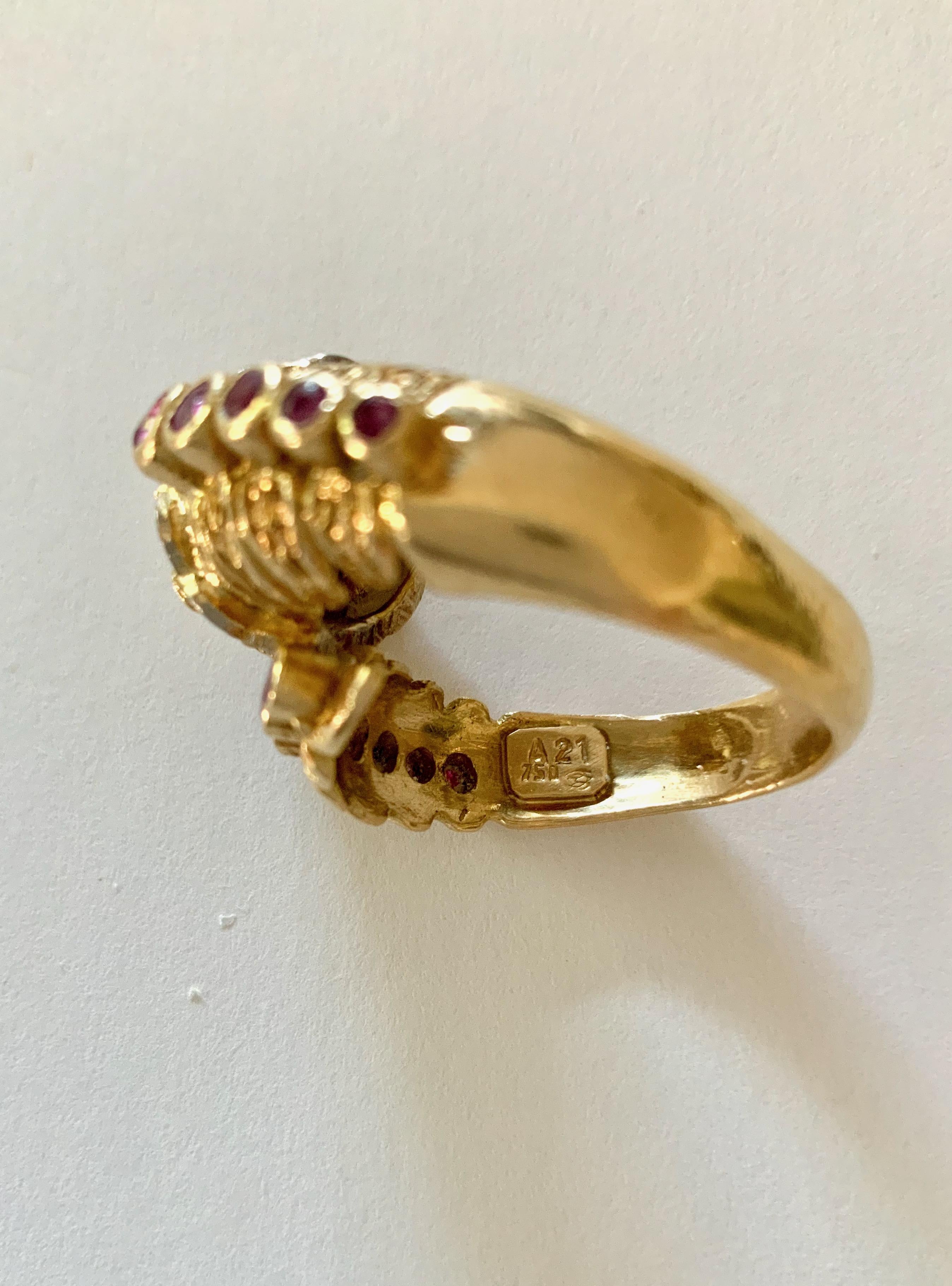 Ilias Lalaounis Gold Diamond and Ruby Chimera Lion's Head Ring 6