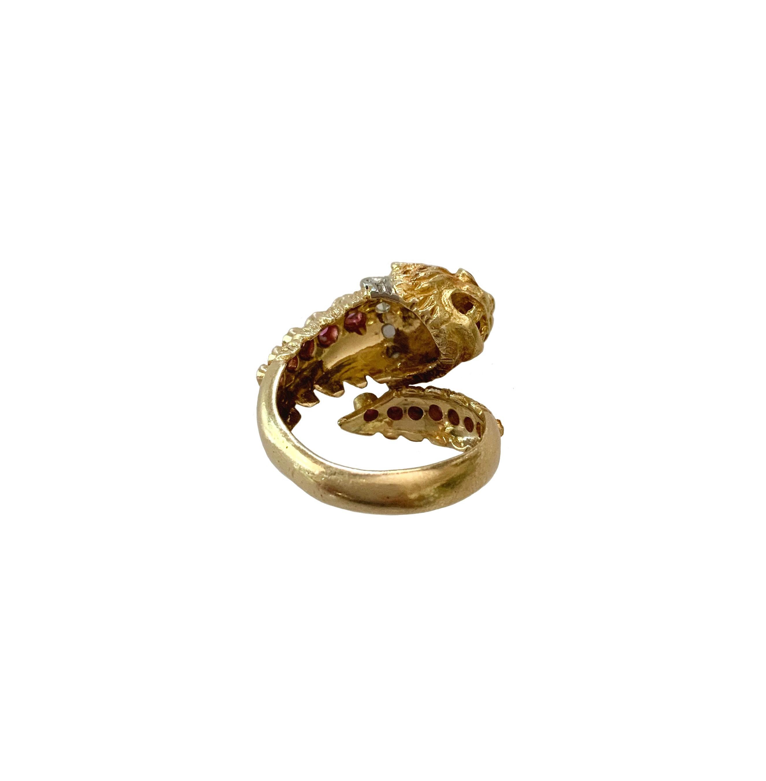 Ilias Lalaounis Gold Diamond and Ruby Chimera Lion's Head Ring 3