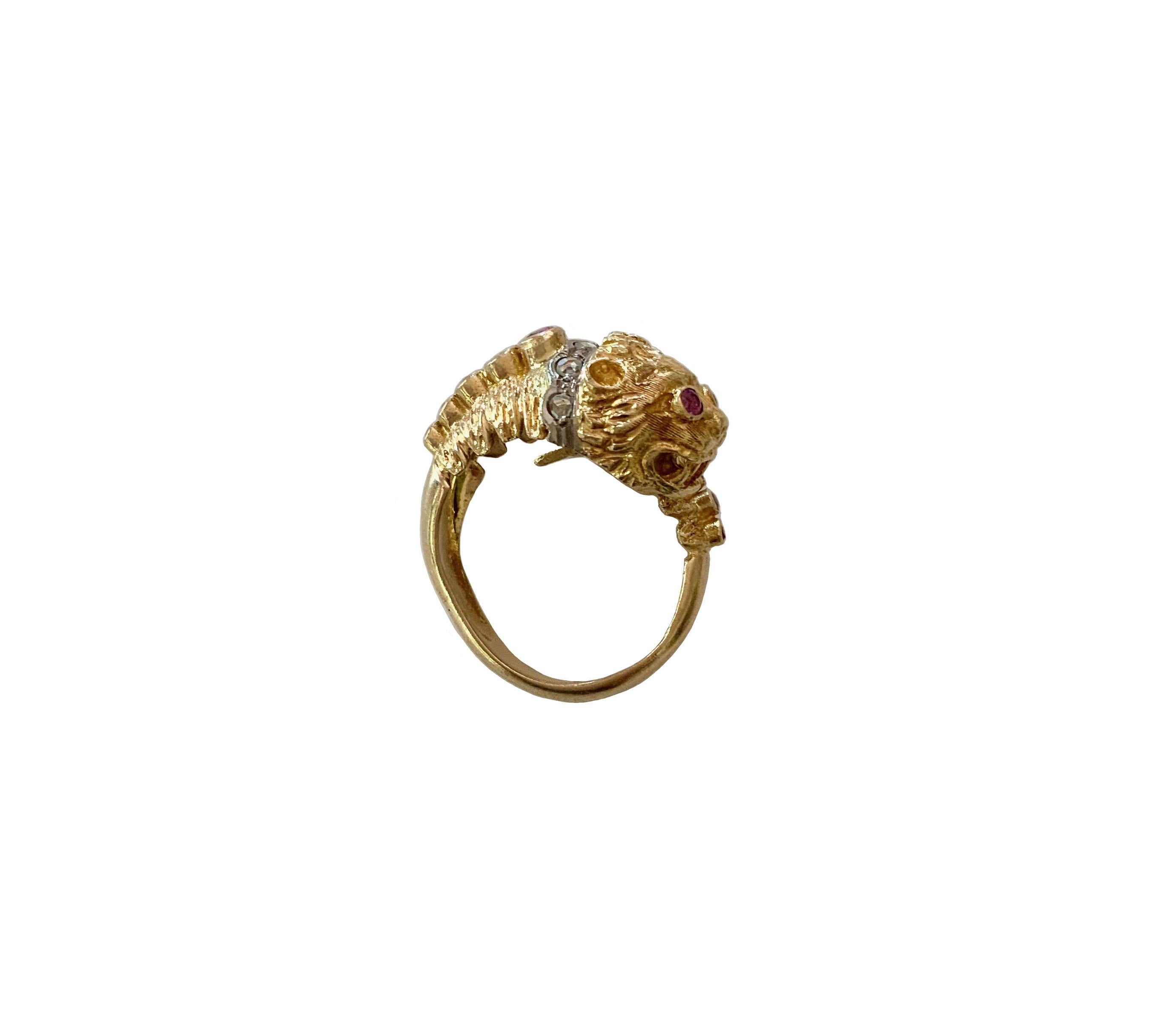 Ilias Lalaounis Gold Diamond and Ruby Chimera Lion's Head Ring 4