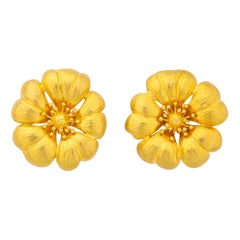 Ilias Lalaounis Gold Floral Motif Earrings