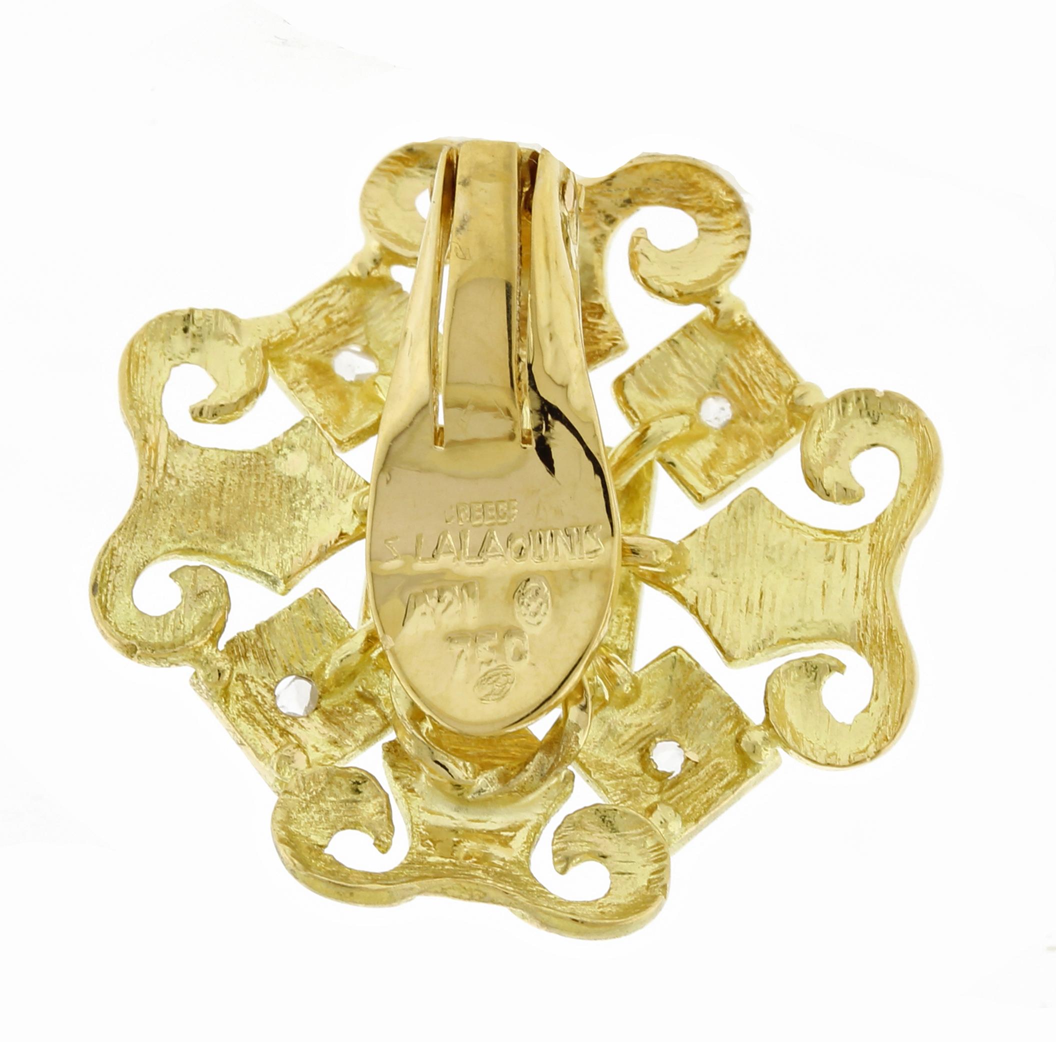 Ilias Lalaounis  Geometrische Ohrringe aus Gold mit Saphiren und Diamanten 1