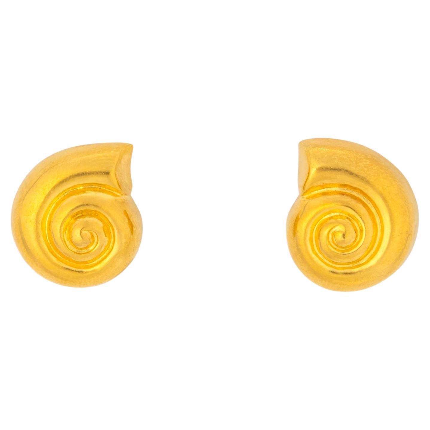 Ilias Lalaounis Gold Shell Motif Earrings For Sale