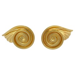 Ilias Lalaounis Greece 18 Karat Gold Swirl Wing Motif Earrings