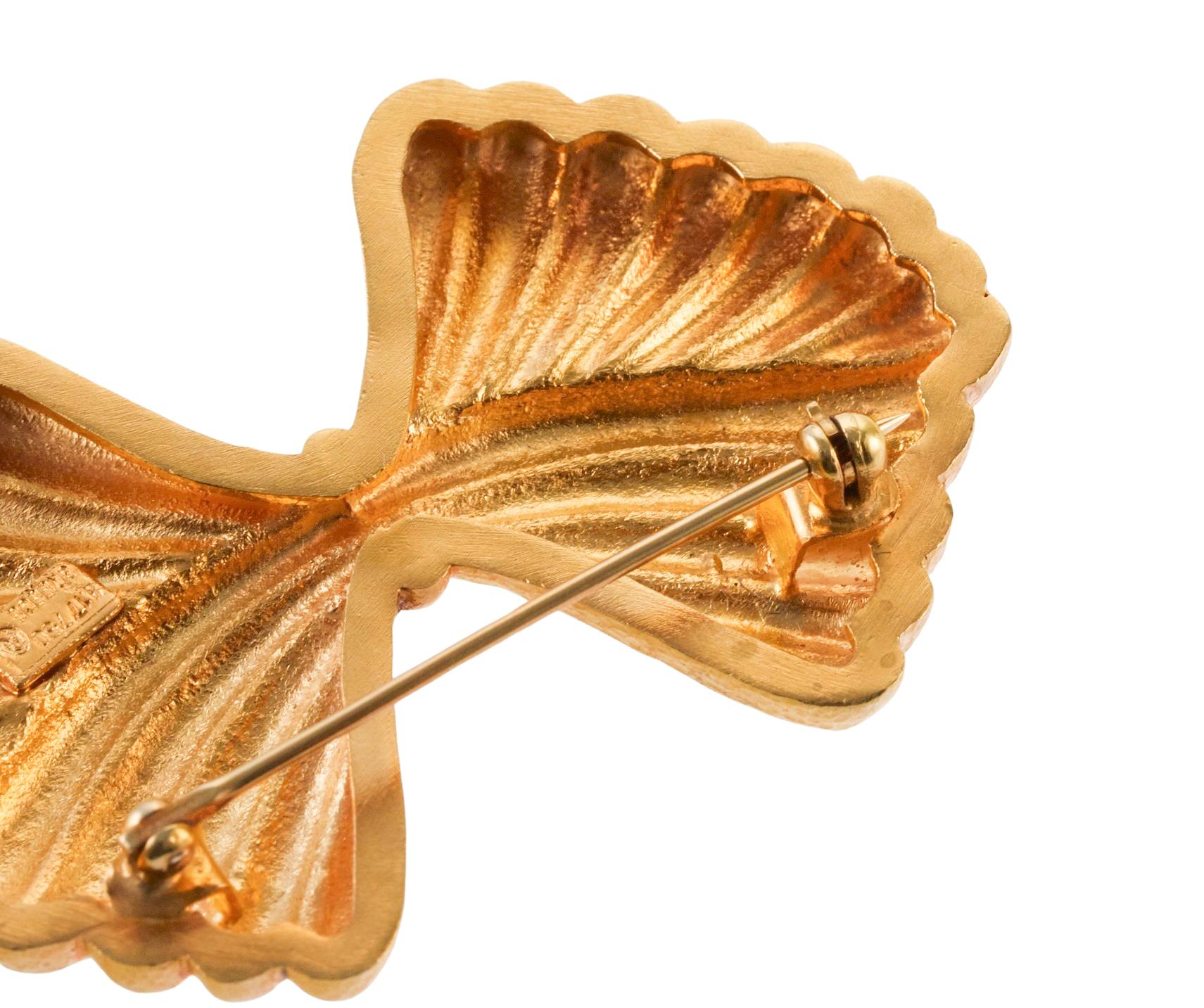 Women's Ilias Lalaounis Greece Gold Bow Brooch For Sale