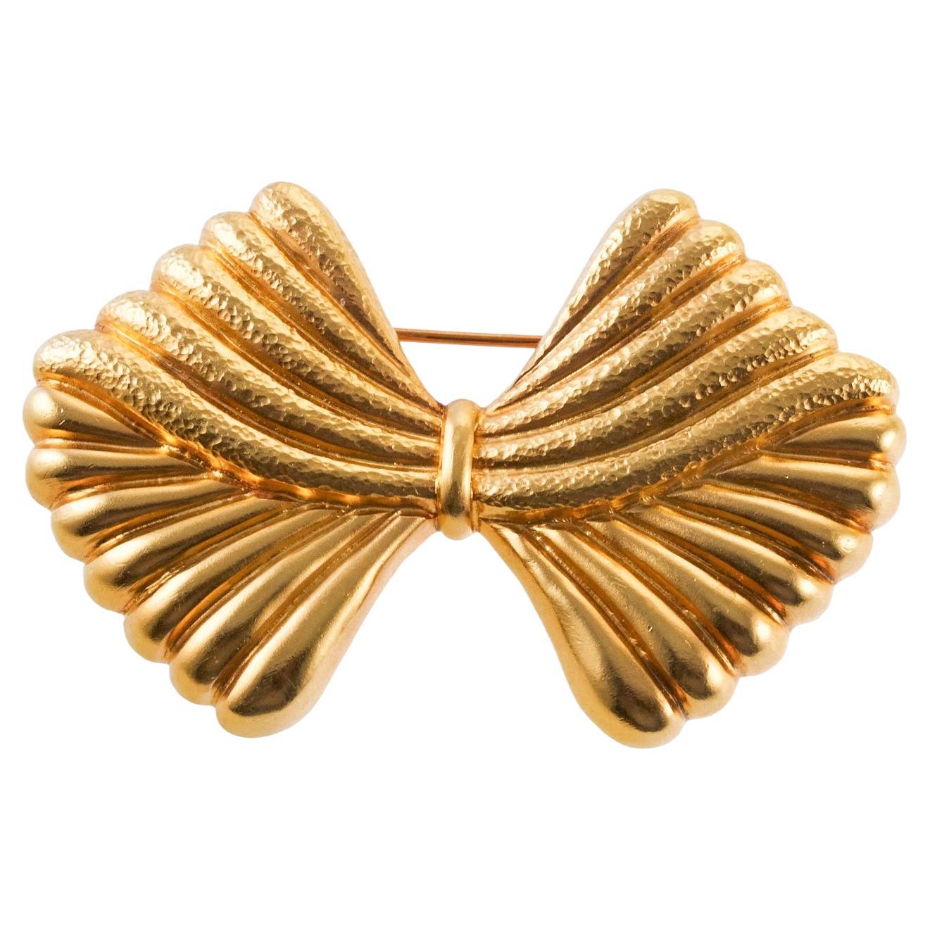 Ilias Lalaounis Greece Gold Bow Brooch For Sale