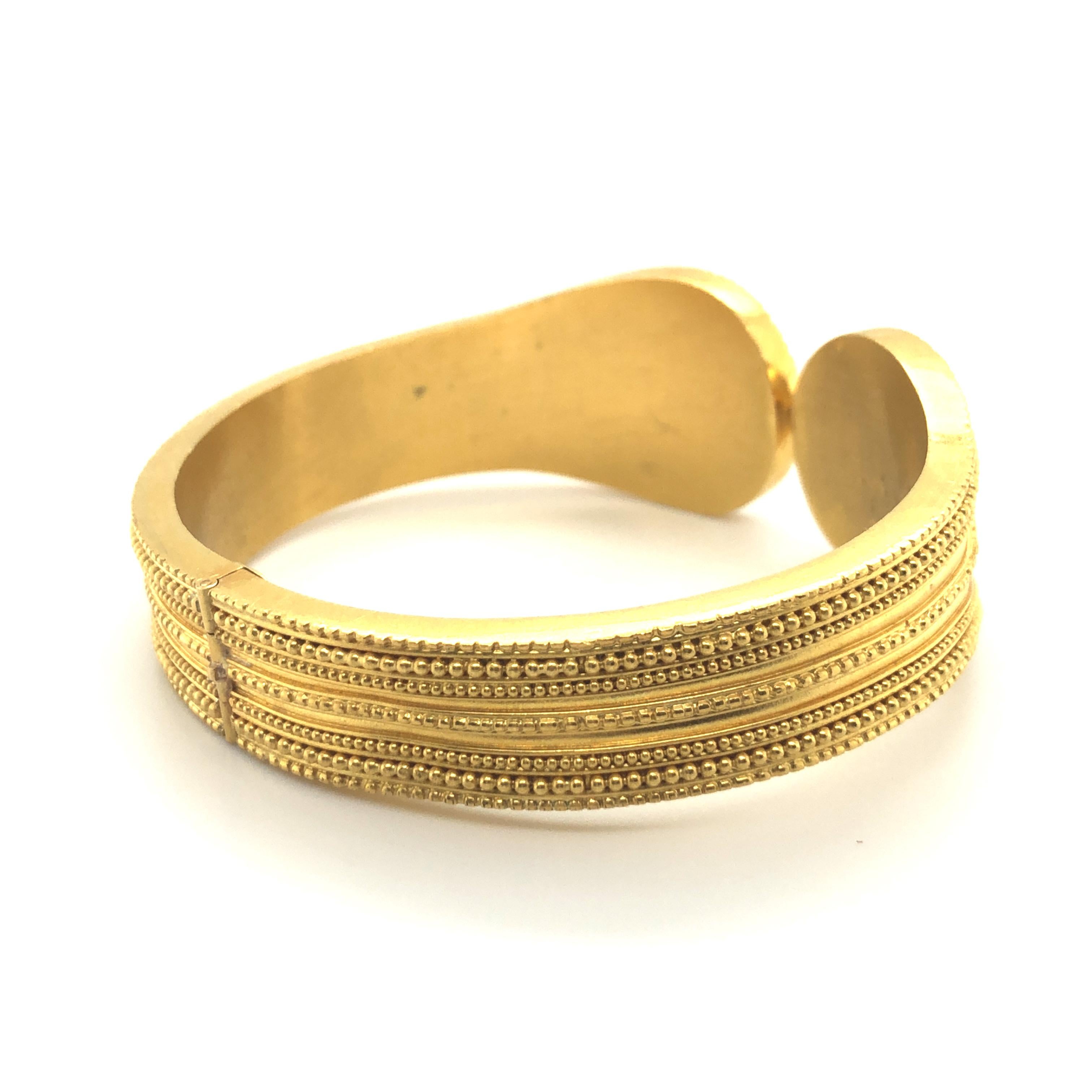 Classical Greek Ilias Lalaounis Greece Gold Cuff Bracelet in 18 Karat Yellow Gold