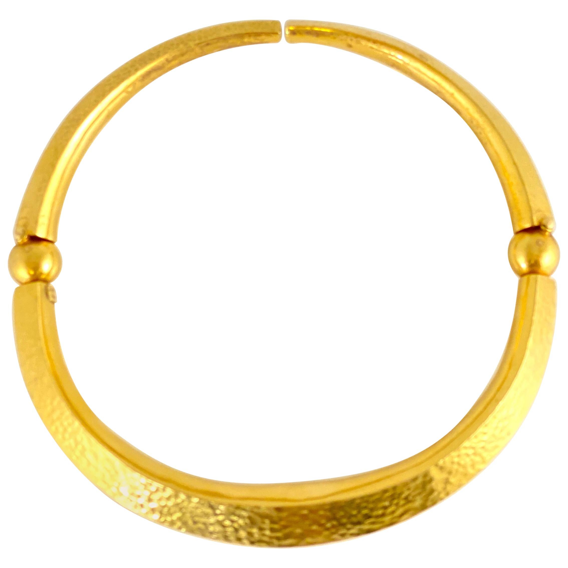 Ilias Lalaounis Greece Hammered Gold Choker Necklace