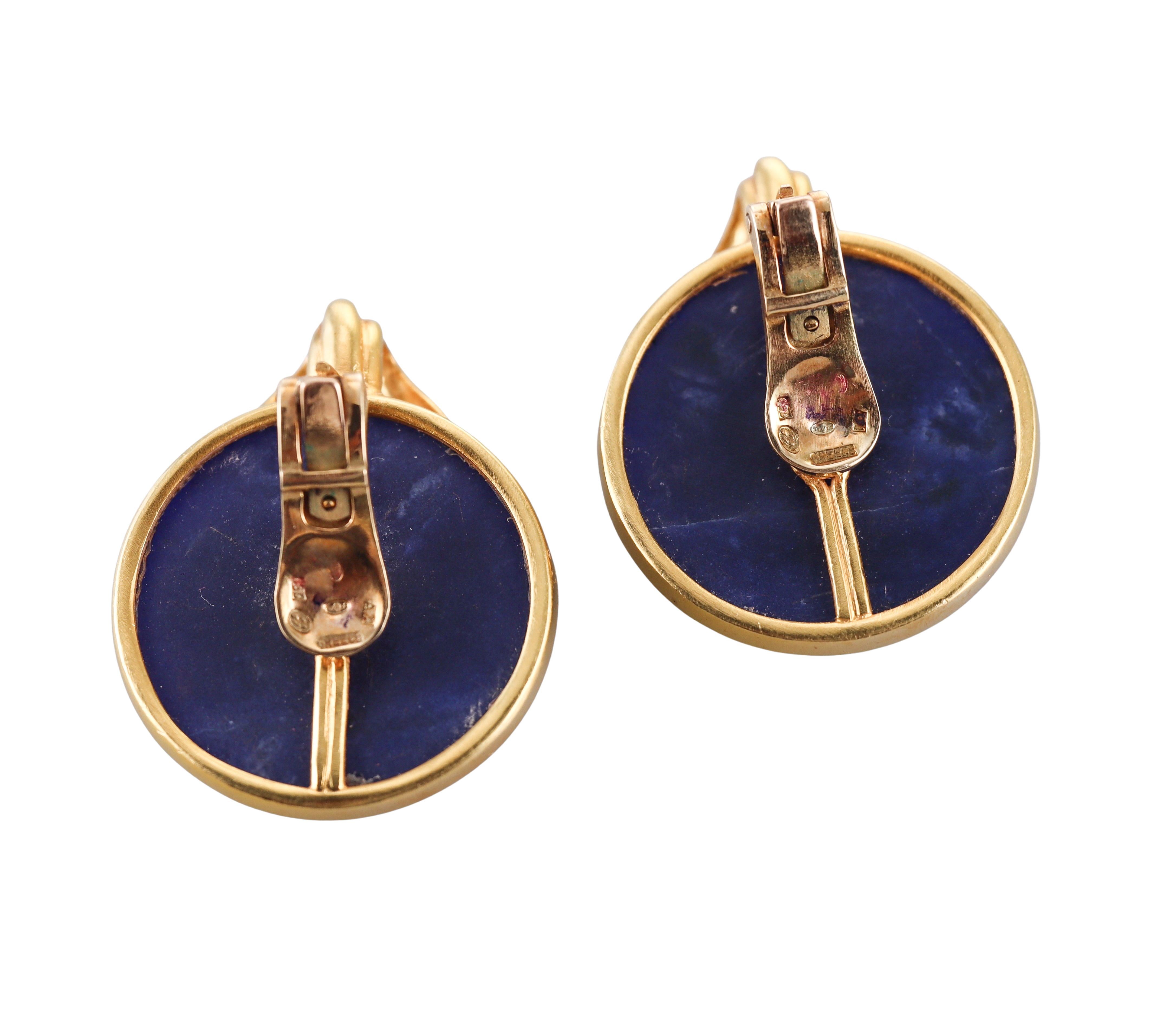 Women's Ilias Lalaounis Greece Swan Sodalite Yellow Gold Large Earrings For Sale