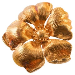 Vintage Ilias Lalaounis Greece Wild Rose Flower Gold Brooch