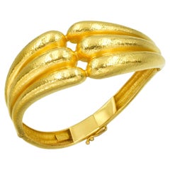 Ilias Lalaounis Hammered Gold Bangle Bracelet