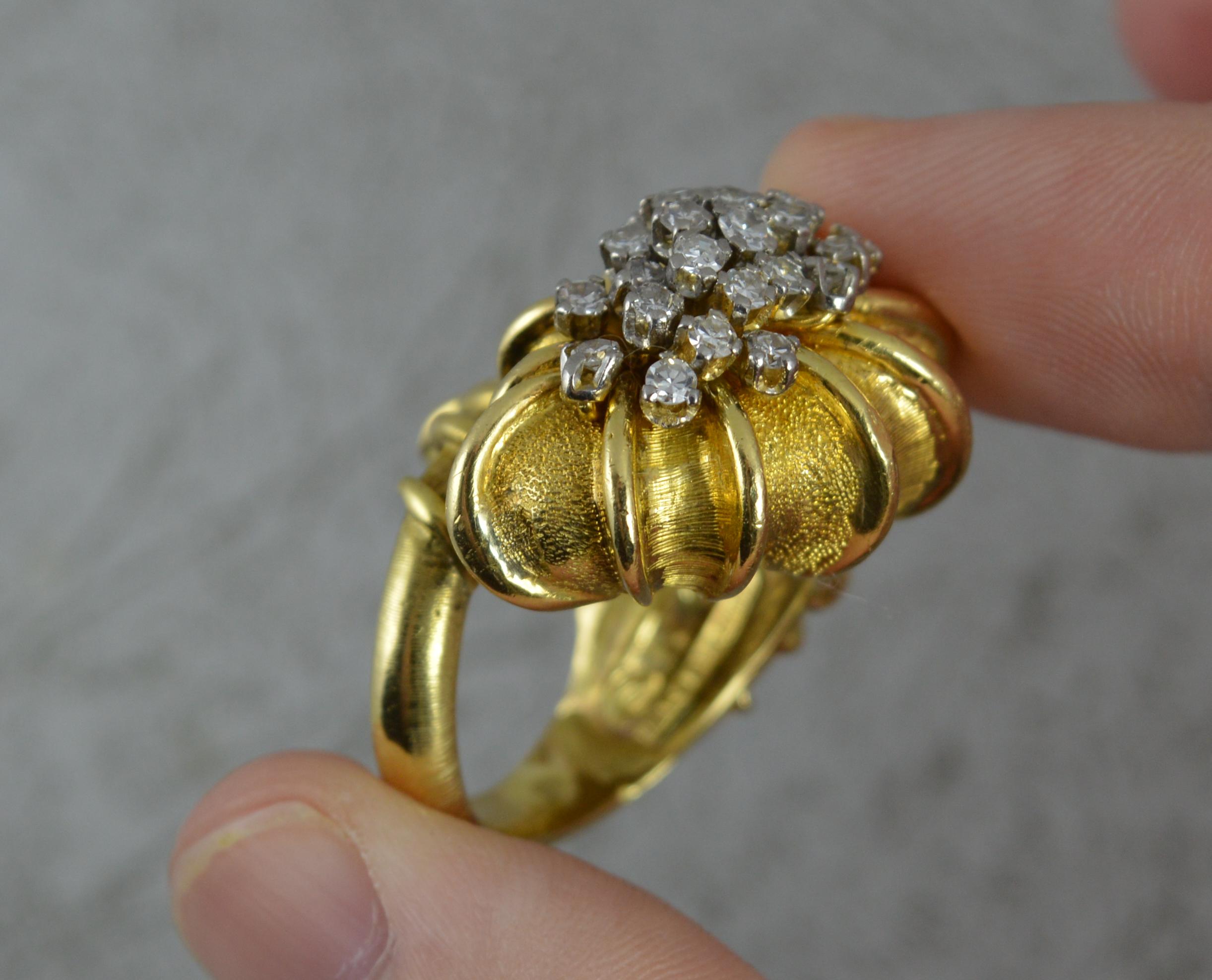 Ilias Lalaounis Heavy 18 Carat Gold and Diamond Shell Ring 2
