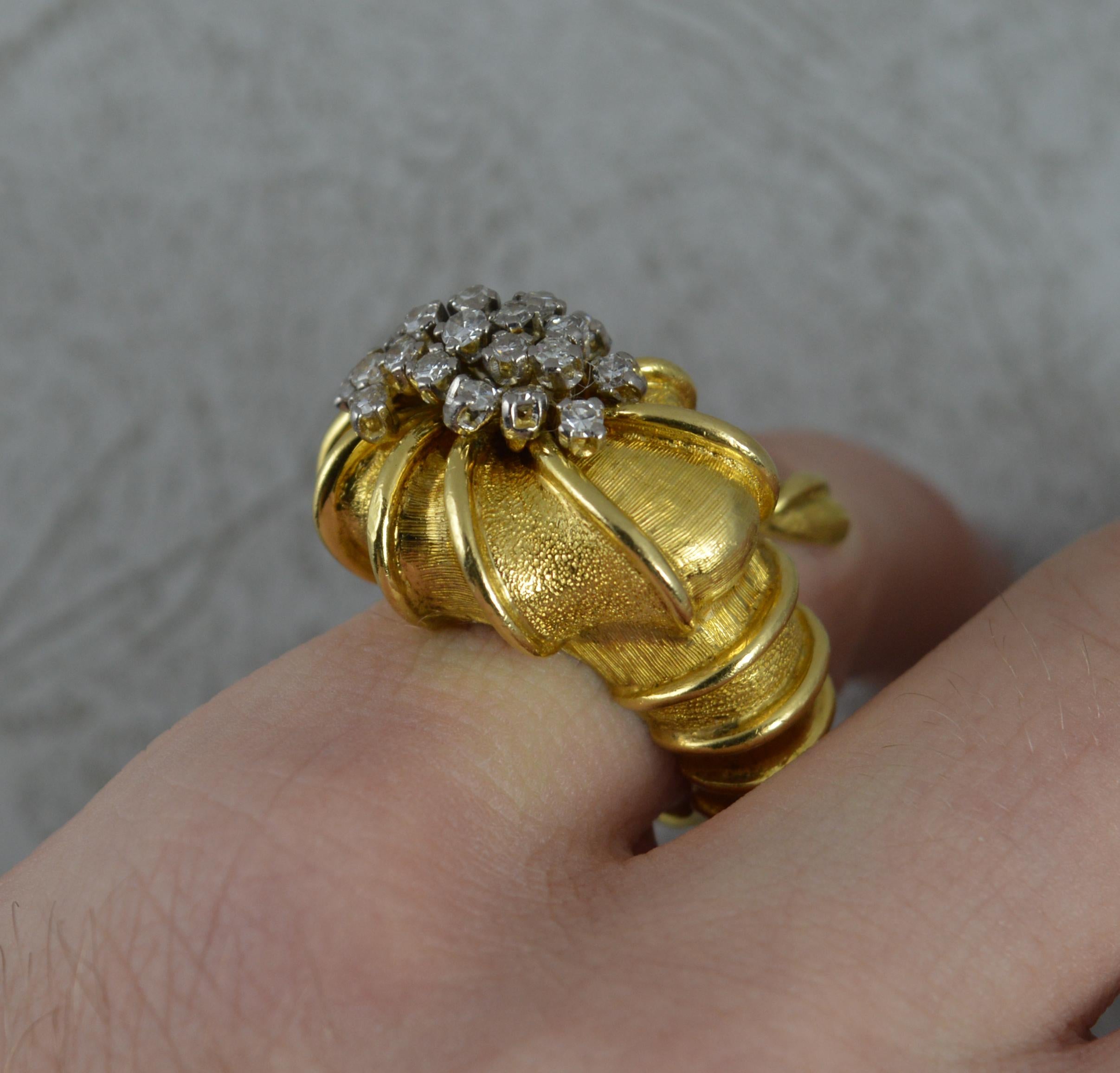 Ilias Lalaounis Heavy 18 Carat Gold and Diamond Shell Ring In Excellent Condition In St Helens, GB