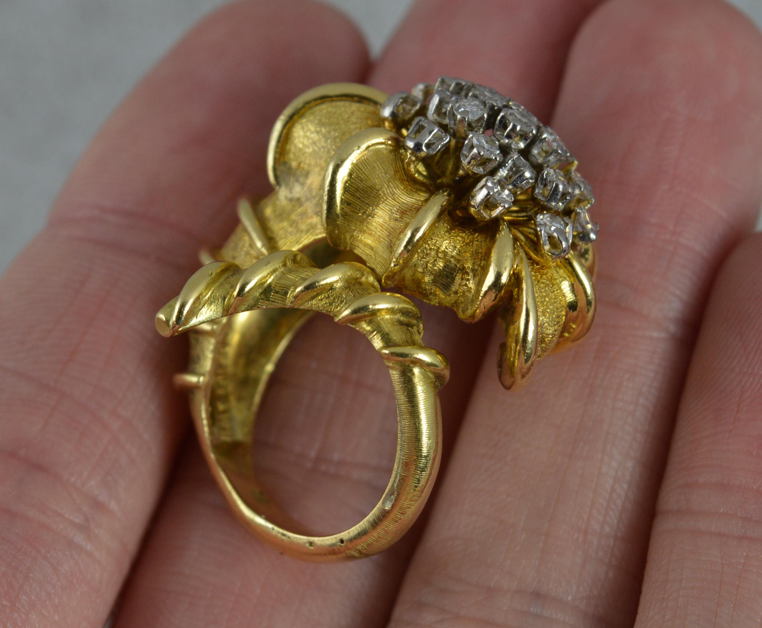 Women's Ilias Lalaounis Heavy 18 Carat Gold and Diamond Shell Ring