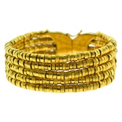 Ilias Lalaounis Helen of Troy Textured Flexible 18 Karat Yellow Gold Bracelet