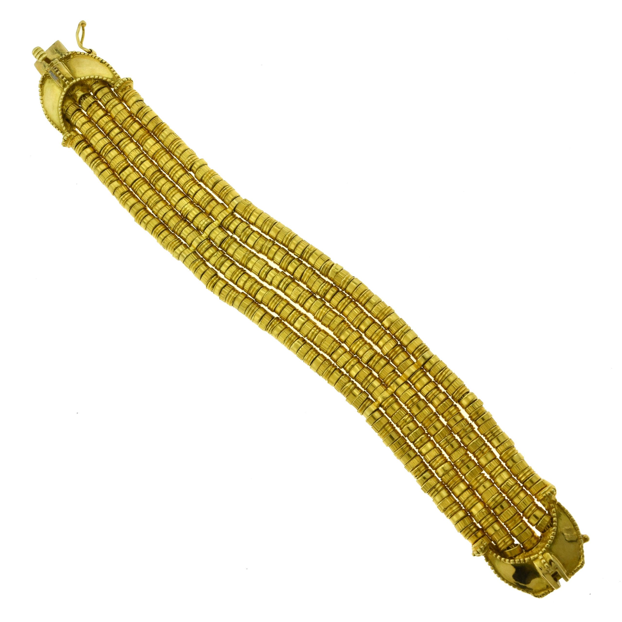 Ilias Lalaounis Helen of Troy Textured Flexible 18 Karat Yellow Gold Bracelet In Good Condition In Miami, FL