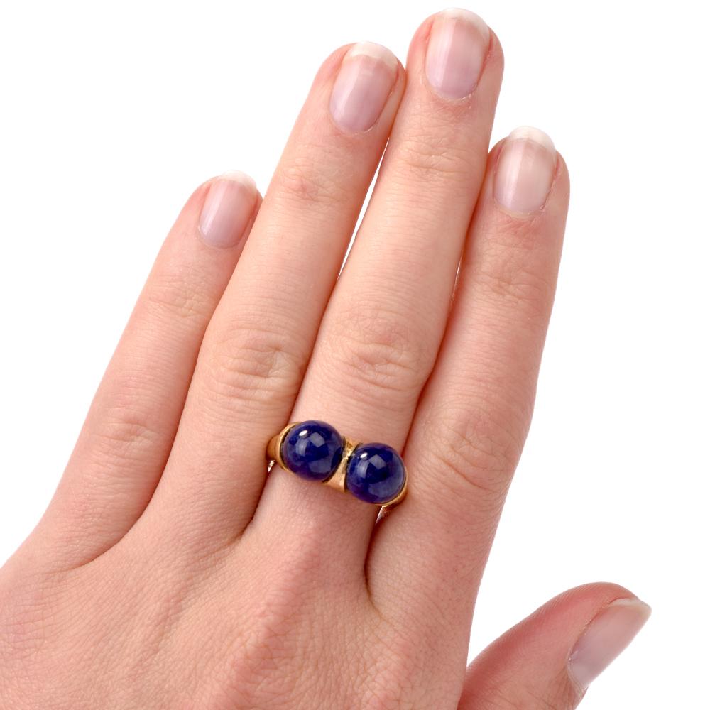 Round Cut Ilias Lalaounis Lapis Lazuli 18 Karat Gold Ring