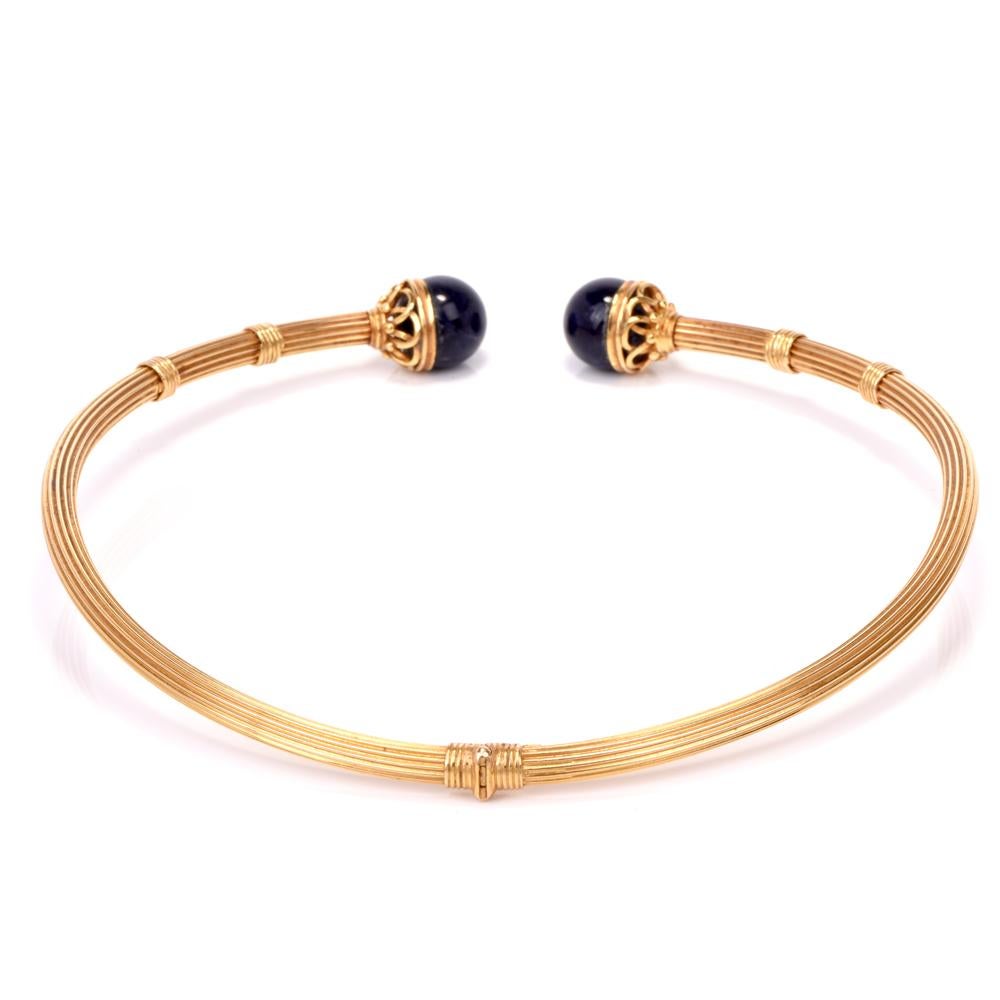 Ilias Lalaounis: 18 Karat Gold Halskette mit Fackelkragen und Lapislazuli für Damen oder Herren
