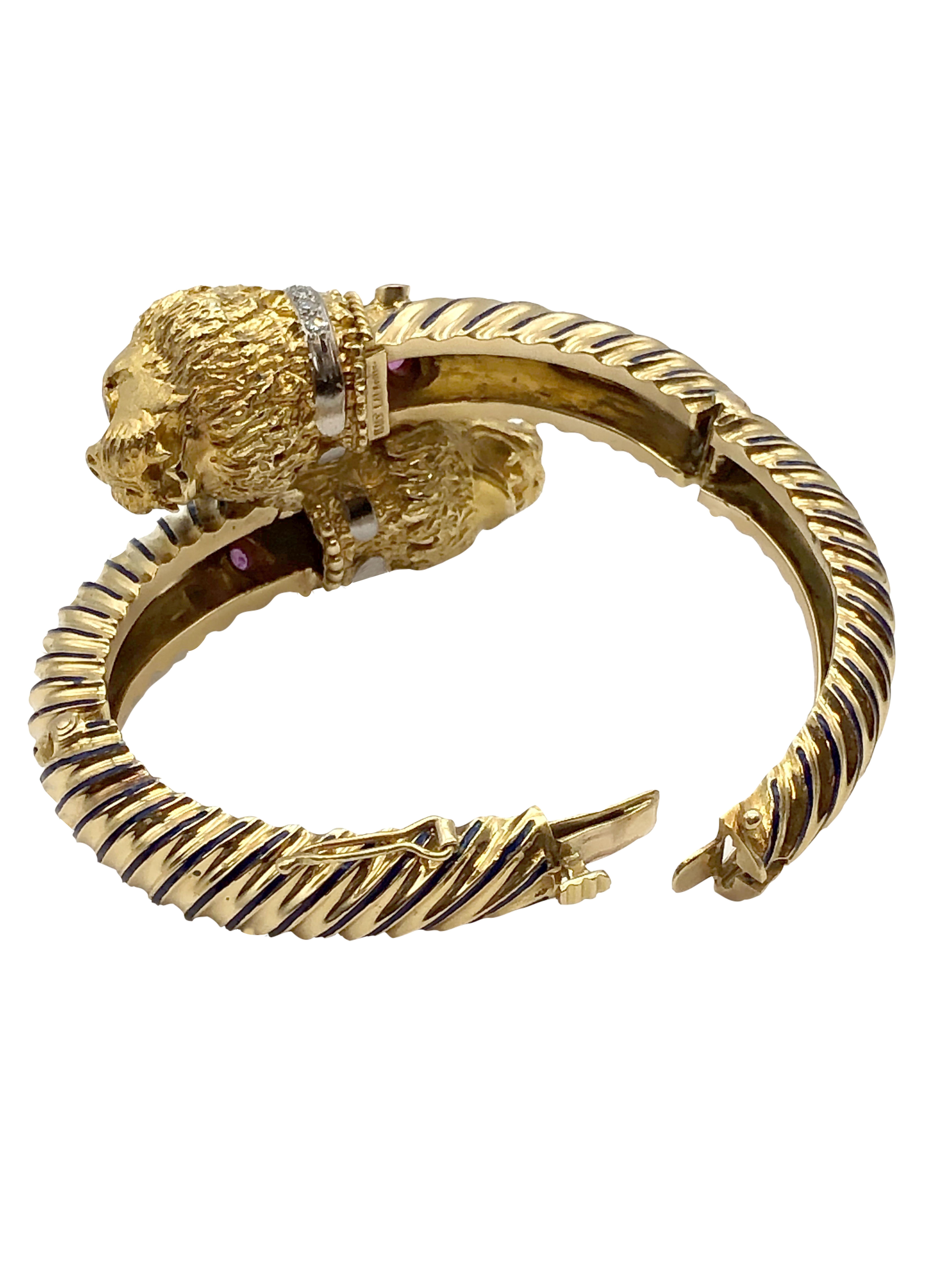 Ilias LaLaounis Large Gold and Gem Set Chimera Bangle Bracelet 1