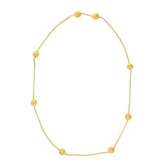 Ilias Lalaounis Long Necklace Vintage 18 Karat Yellow Gold Orbs Ornate Pattern