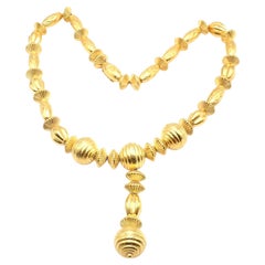 Ilias Lalaounis Minoan & Mycenaeam 23" Long Yellow Gold Bead Necklace