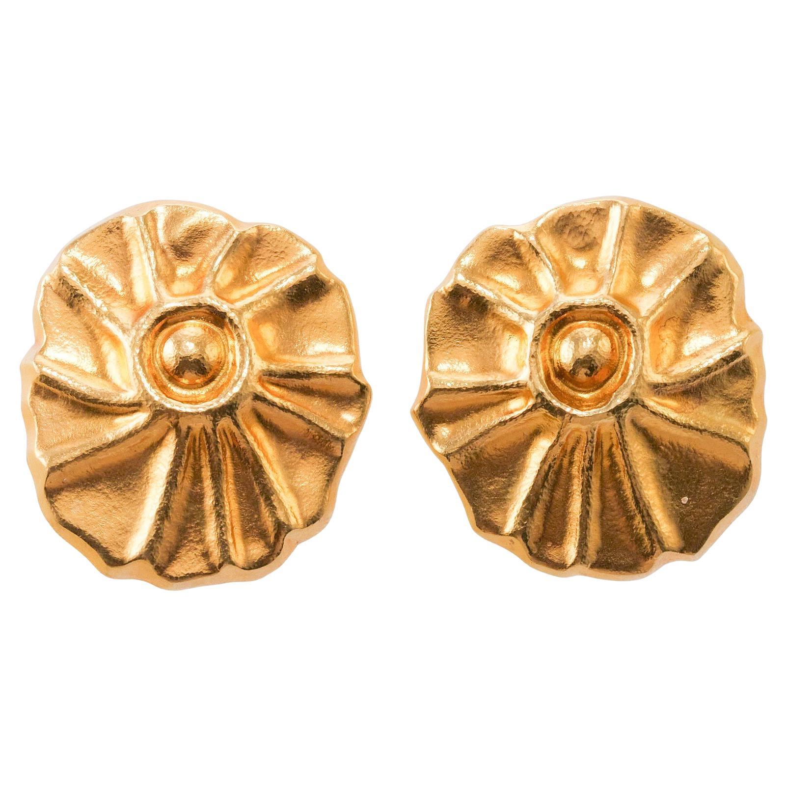 Ilias Lalaounis of Greece High Karat Gold Shell Swirl Motif Earrings