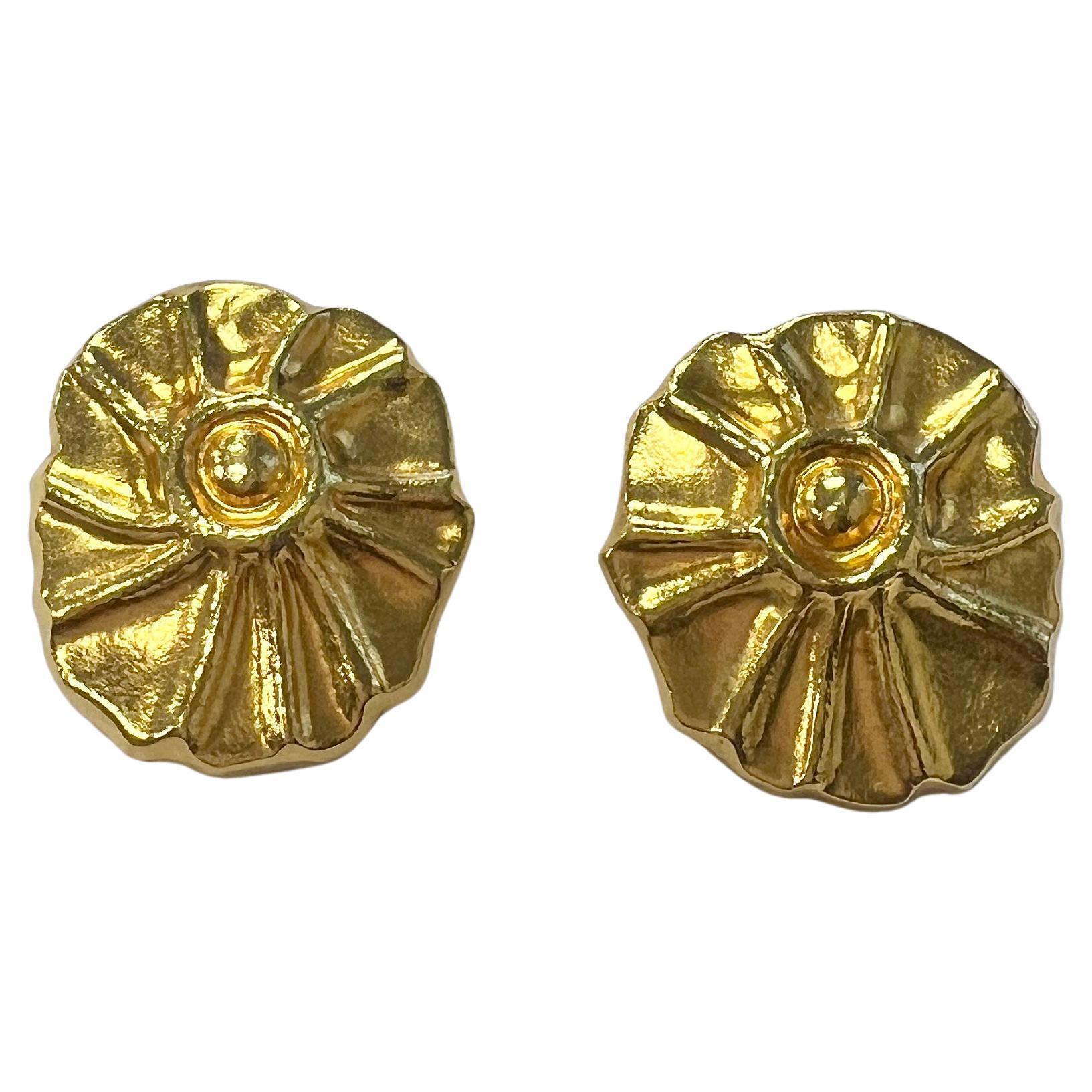 Ilias Lalaounis of Greece High Karat Gold Shell Swirl Motif Earrings