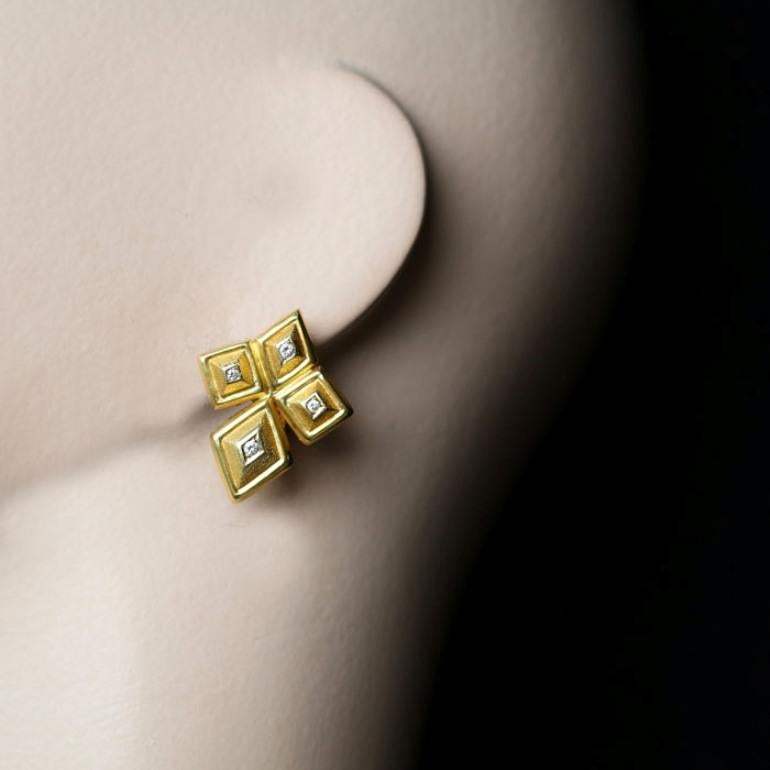 Ilias Lalaounis Pair of 18 Carat Gold Geometric Earrings, circa 1970s In Good Condition In London, GB