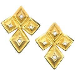 Ilias Lalaounis Pair of 18 Carat Gold Geometric Earrings, circa 1970s