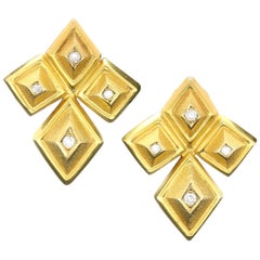 Ilias Lalaounis Pair of 18 Carat Gold Geometric Earrings, circa 1970s