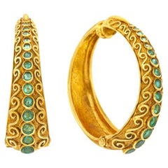 Ilias Lalaounis - Paire de boucles d'oreilles en or et émeraudes