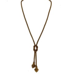Ilias Lalaounis Ram's Head Lariat Knot Drop Woven 18 Karat Gold Necklace