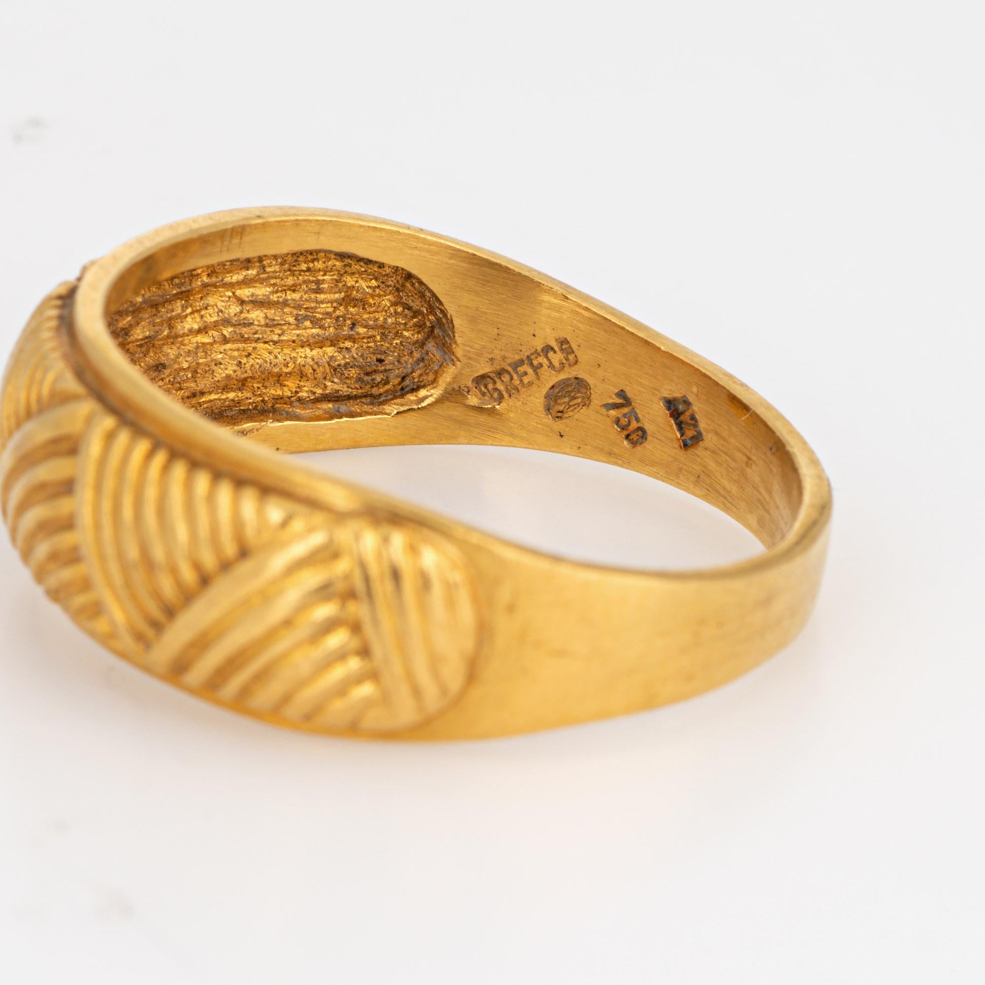 Ilias Lalaounis Ring 18k Yellow Gold 7mm Band Textured Estate Jewelry Greece  In Good Condition In Torrance, CA